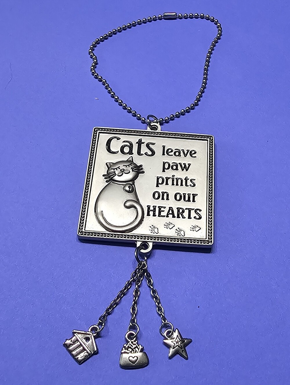 "Cats Leave Paw Prints On Our Hearts" Metal Keychain